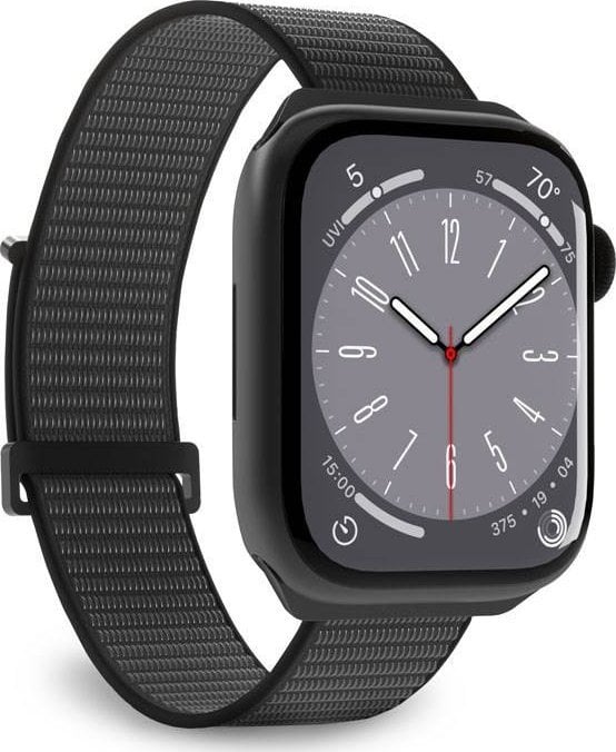 Rrip ore PURO Nylon Sport për Apple Watch 4 5 6 7 SE 8 Ultra 44 45 49mm, najlon i ajrosshëm, i zi