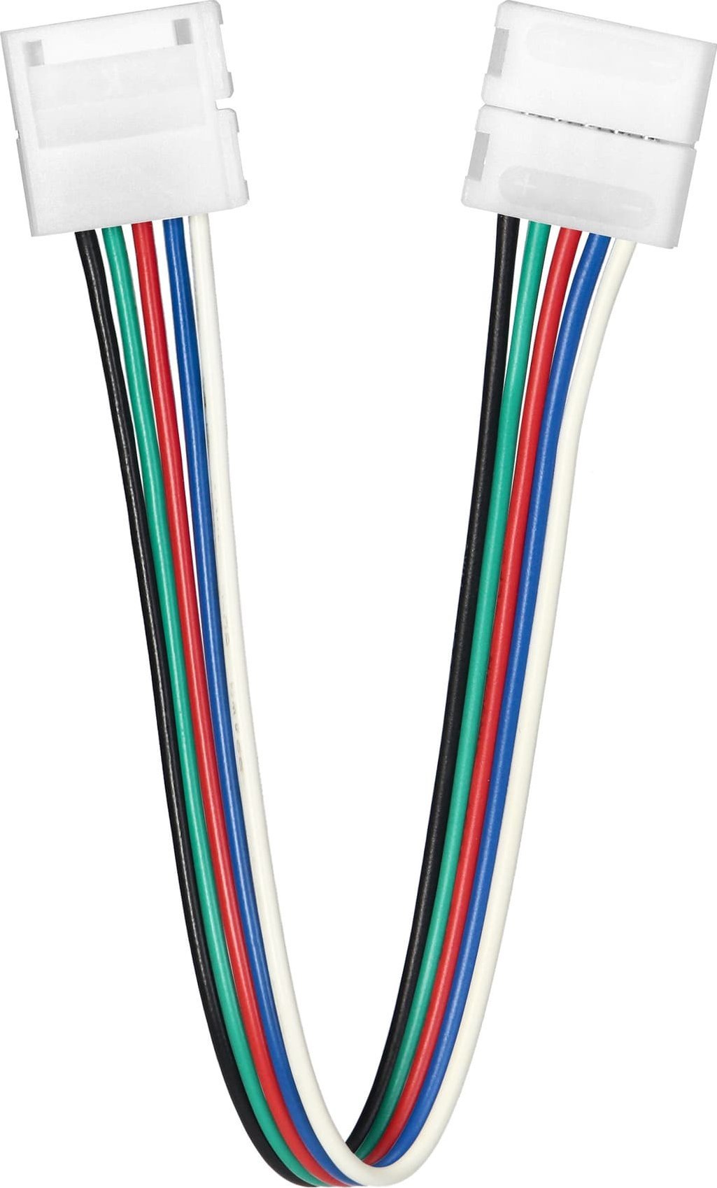 Konektor dyanësh LED RGBW, për shirita 12mm, me kabllo, i bardhë