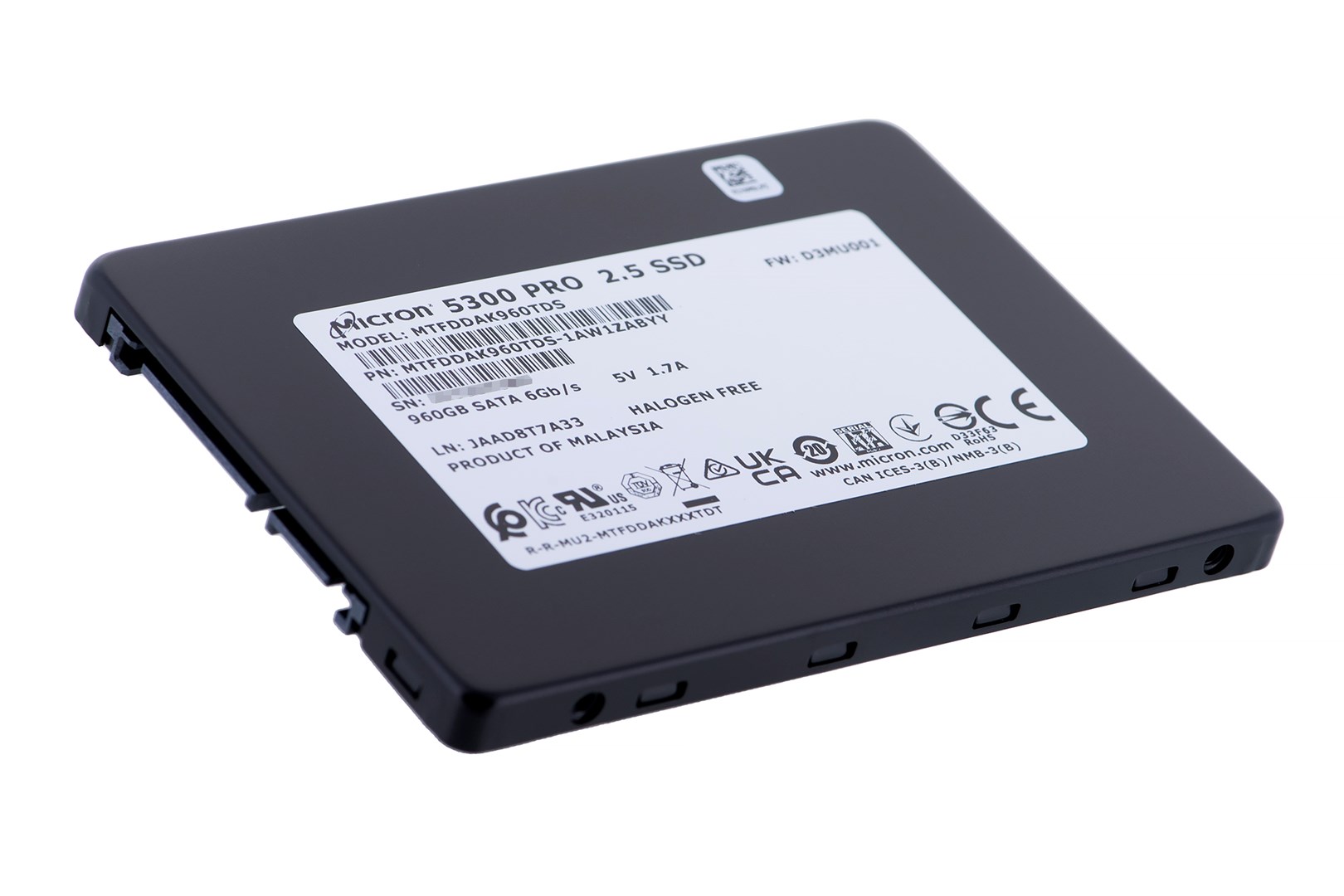 Disk SSD Micron 5300 PRO, 960GB, 2.5" SATA, e zezë Disk SSD Micron 5300 PRO, 960GB, 2.5" SATA, e zezë