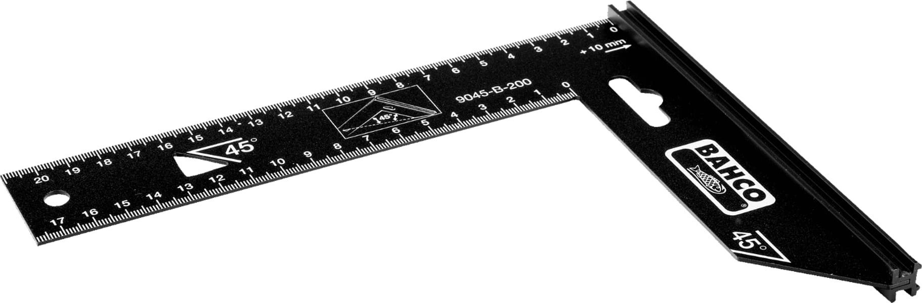 Shabllon këndi Bahco Steel Square, çelik, 250mm, i zi