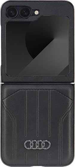 Mbulesë telefoni Audi për Samsung Galaxy Z Flip 6, lëkurë sintetike, hardcase, e zezë