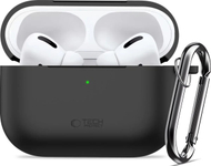 Mbulesë silikoni Tech-Protect për Apple AirPods Pro 3, me karabinë, e zezë