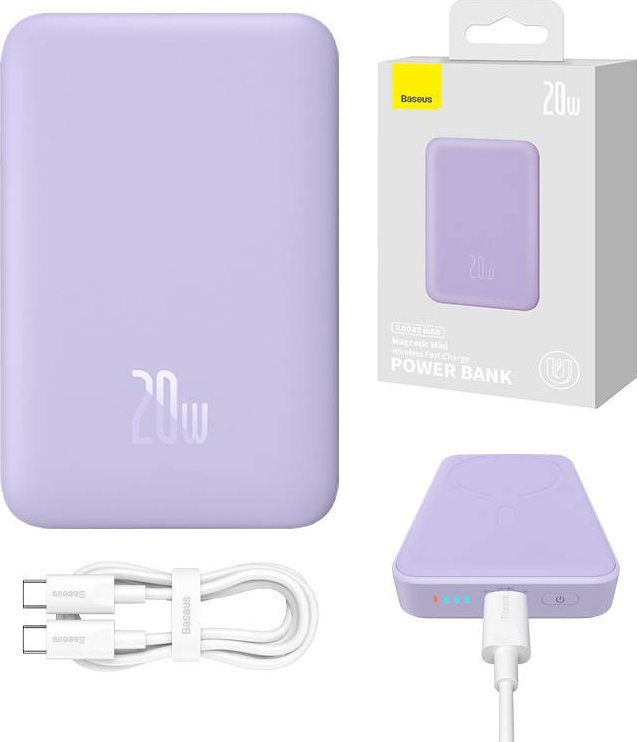 Powerbank Baseus Magnetic Mini, 10000mAh, 20W, vjollcë