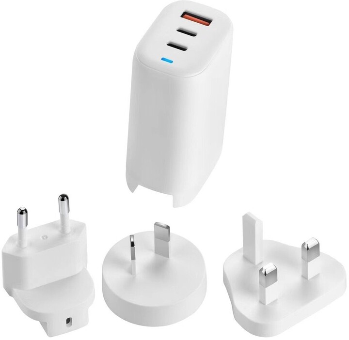 Полнач Acer GaN, 65W, USB-A, 2x USB-C, EU + UK, бела боја