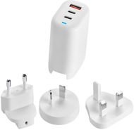 Полнач Acer GaN, 65W, USB-A, 2x USB-C, EU + UK, бела боја