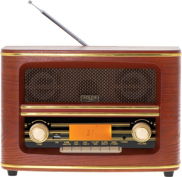 Radio Adler AD 1187, Bluetooth 5.0, me alarm, kafe retro