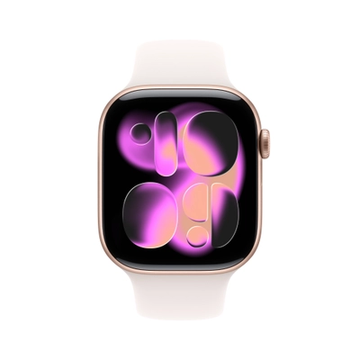 Apple Watch Series 11 GPS 46mm Rose Gold Aluminium Case with Light Blush Sport Band, S/M