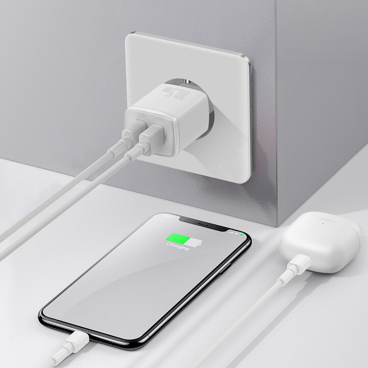 Karikues Baseus, 2xUSB-A, 10.5W, i bardhë