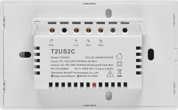 Çelës muri smart Sonoff T2US2C, 2 kanale, Wi-Fi, i bardhë
