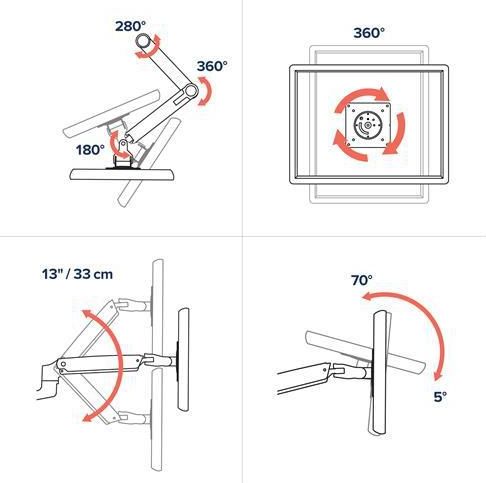Mbajtëse tavoline për monitorë Ergotron LX Dual 45-245-224, për 2 monitorë deri 27", argjendtë