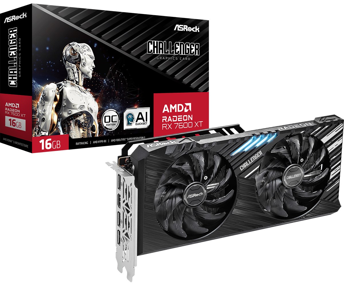 Kartë grafike ASRock Challenger AMD Radeon RX 7600 XT, 16 GB GDDR6