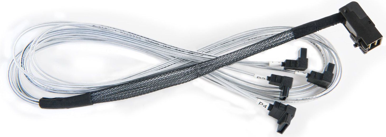 Kabllo SAS Microchip Technology 2279900-R, mini-SAS HD në 4x SATA, 0.8m, e zezë