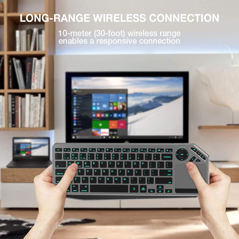 Tastierë universale Techly ICTB9801TB, RF Wireless + Bluetooth, RGB, e zezë