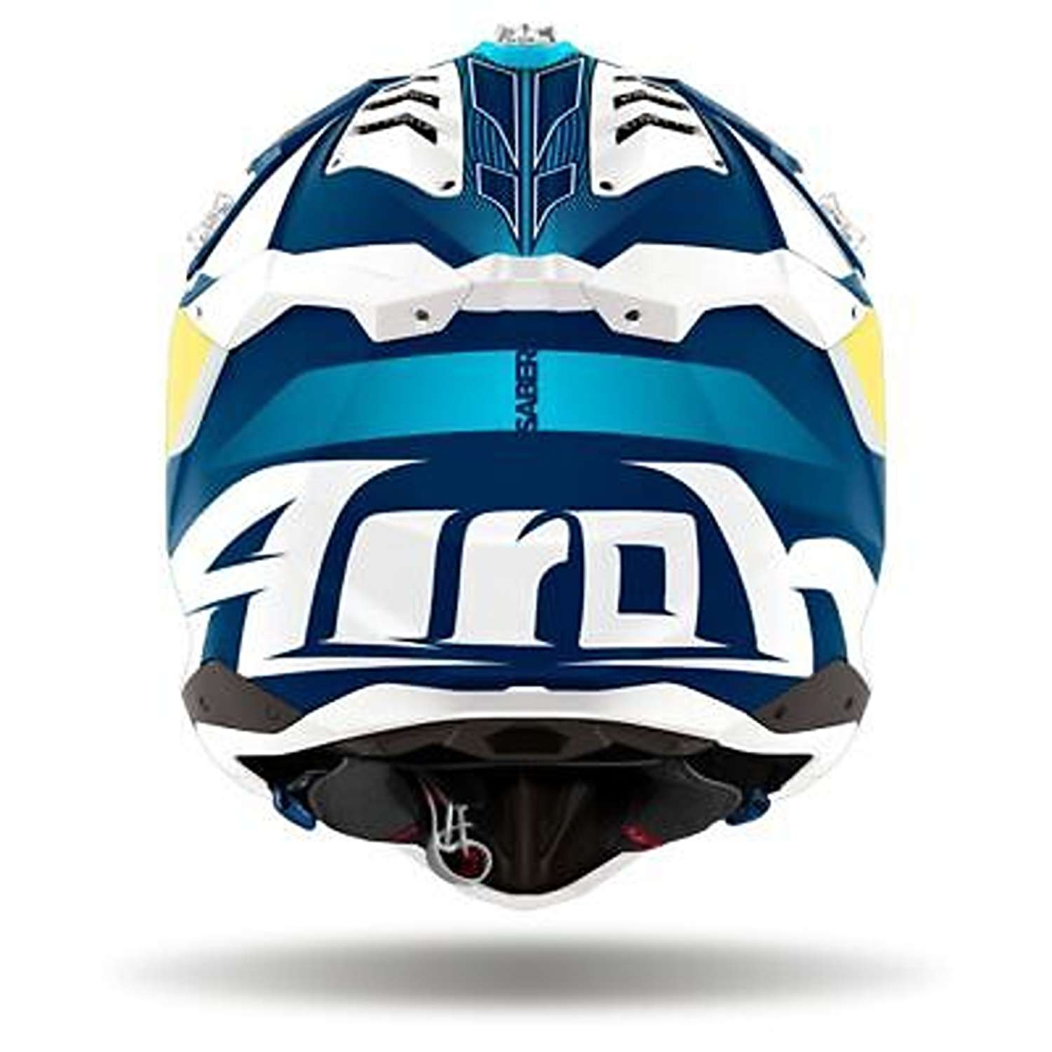 Helmetë motocross Airoh Aviator 3 Saber, madhësia S, bardh e kaltër e verdhë