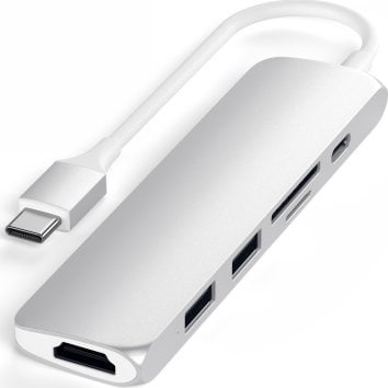 Adaptor USB C Satechi 6 in 1 Slim, HDMI 4K, lexues kartash SD microSD, i zi