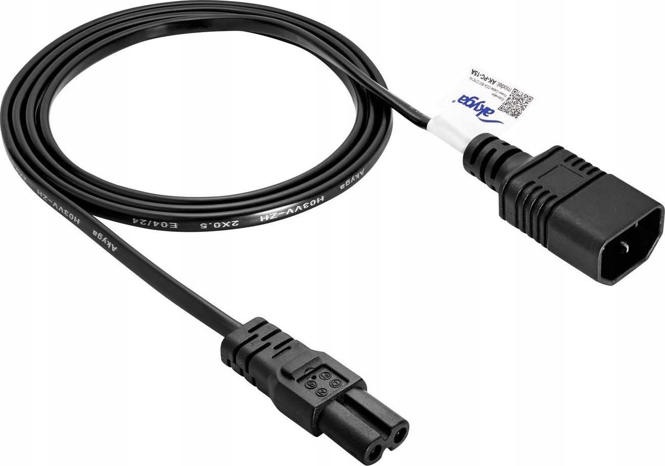 Kabllo rryme Akyga Current, 1.5m, IEC C7 në IEC C14, e zezë