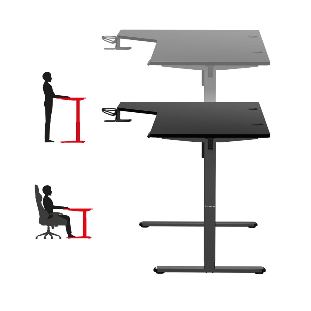 Tavolinë elektrike Huzaro Hero 9.1, 145 x 60 cm, lartësi 72-120 cm, e zezë