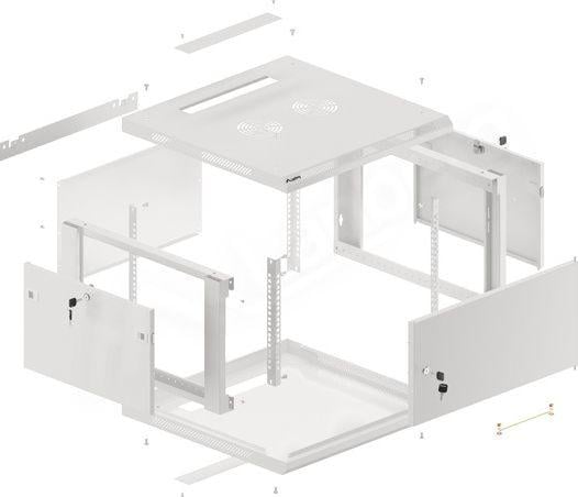 Ѕиден мрежен кабинет Lanberg WF01-6606-00S, 19" 6U, оптоварување 60kg, сив