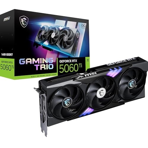 Графичка картичка MSI GeForce RTX 5060 Ti GAMING TRIO OC, 16GB GDDR7, PCIe 4.0, црна