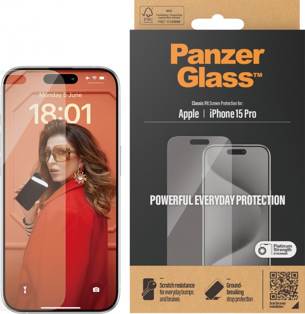 Xham mbrojtës PanzerGlass për iPhone 15 Pro