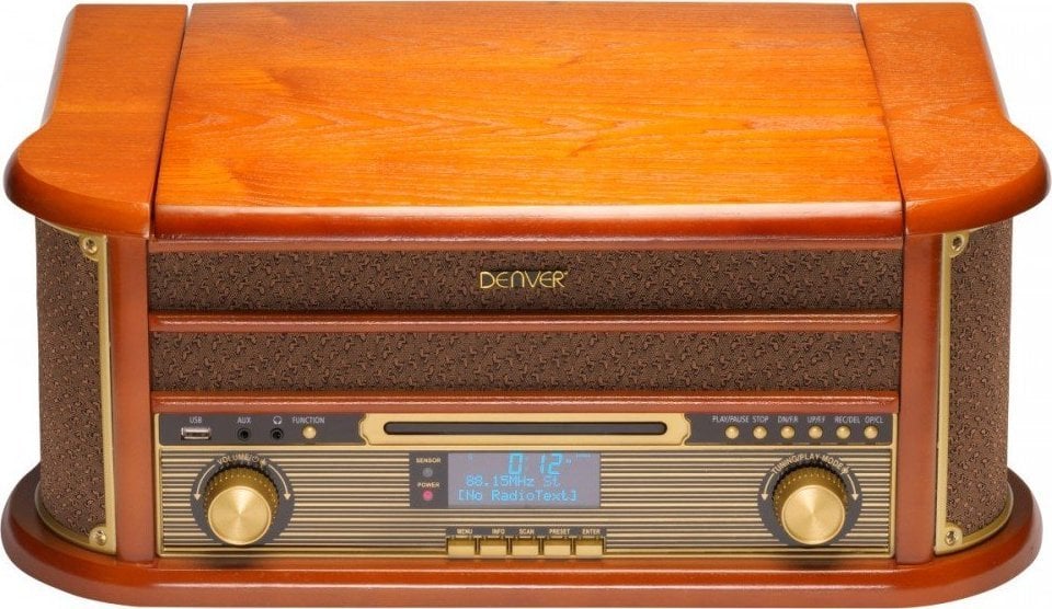 Gramafon Denver MRD-51 Retro, USB CD kasetë radio DAB FM, kafe