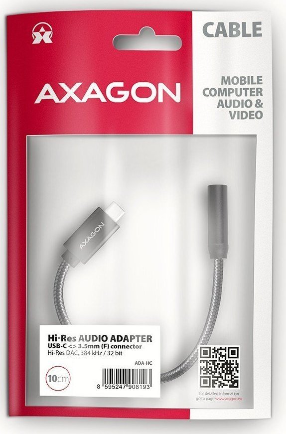 Adapter audio USB C AXAGON ADA HC, Hi Res, 32 Bit 384 kHz, i zi