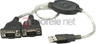 Kabllo USB Manhattan USB-A - 2x RS-232, 0.45m, e zezë