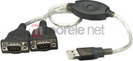 Kabllo USB Manhattan USB-A - 2x RS-232, 0.45m, e zezë