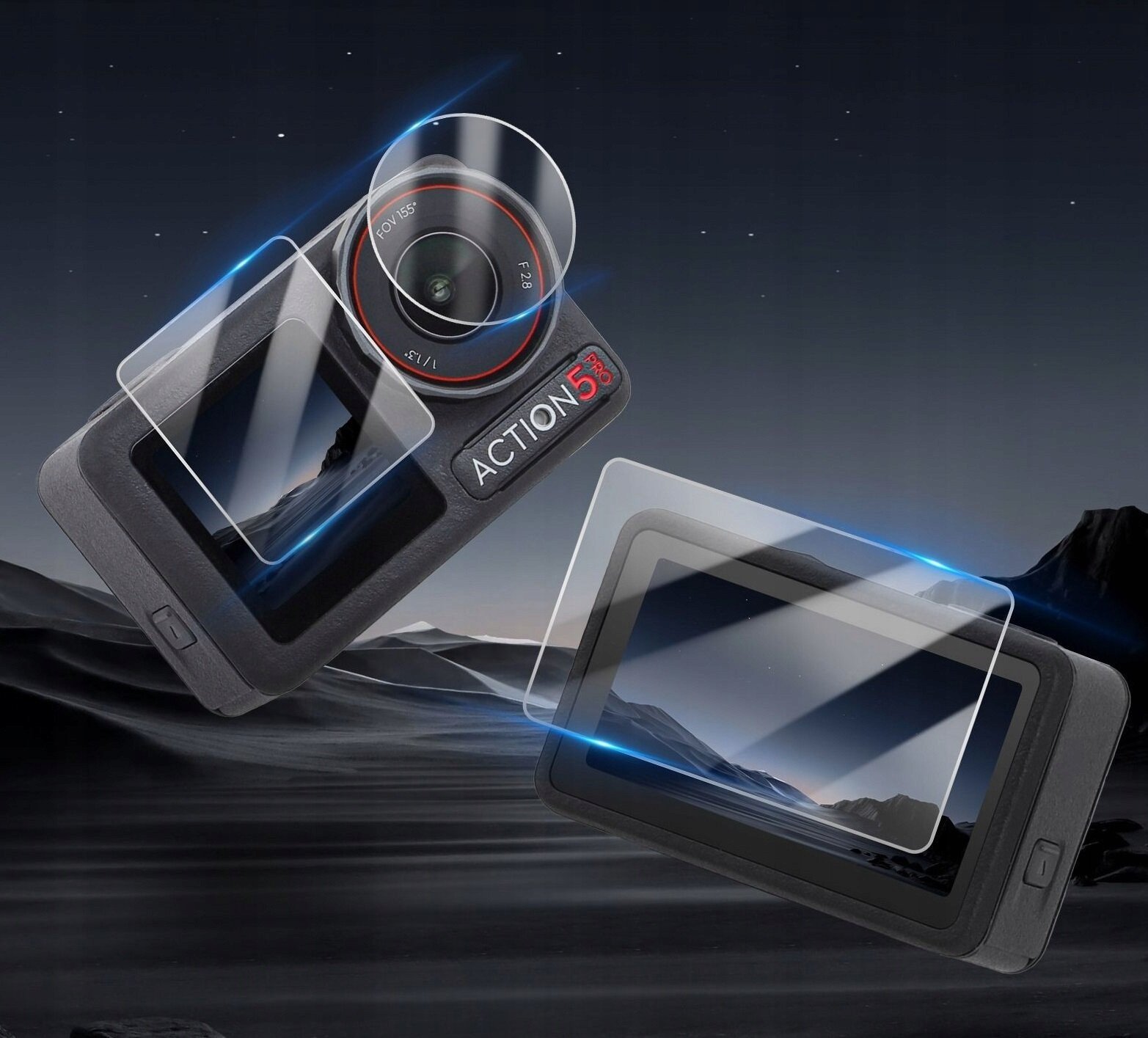 Stakllak mbrojtës SUNNYLIFE OA5-BHM883, për DJI Osmo Action 5 Pro, xham i temperuar, transparent