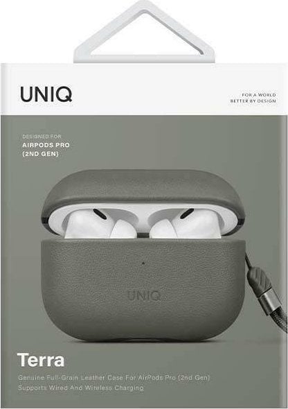 Kuti mbrojtëse Uniq Terra për Apple AirPods Pro 2, lëkurë natyrale, jeshile