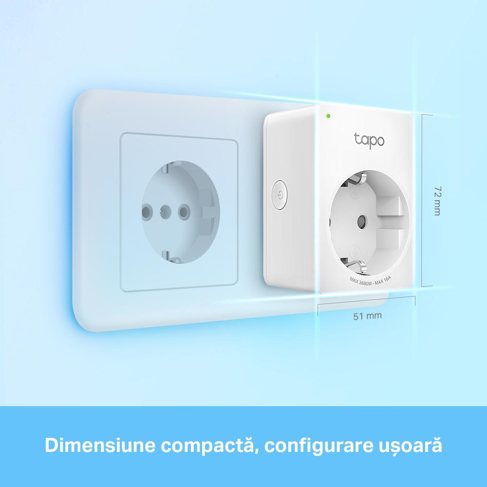 Prizë e mençur TP-Link Tapo Mini, Wi-Fi, monitorim energjie, e bardhë