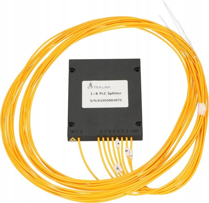 Ndarës optik Extralink 1:8 PLC G657A, kabllo 2.0mm 1.5m, modul ABS