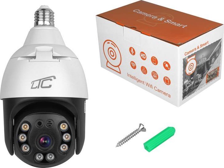 Kamerë sigurie WiFi Tuya EN27, rrotulluese, IR natë, e bardhë