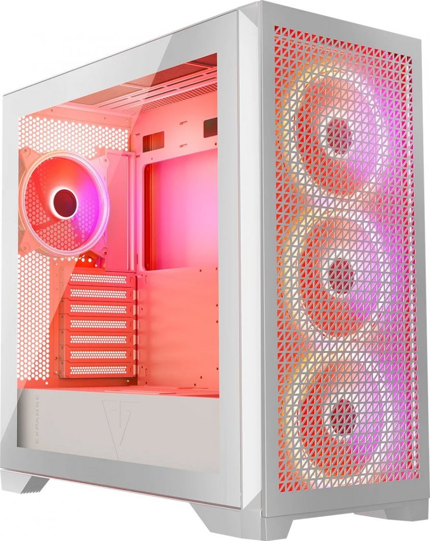 Kasë Modecom Volcano Expanse T Apex ARGB, e bardhë, Midi Tower