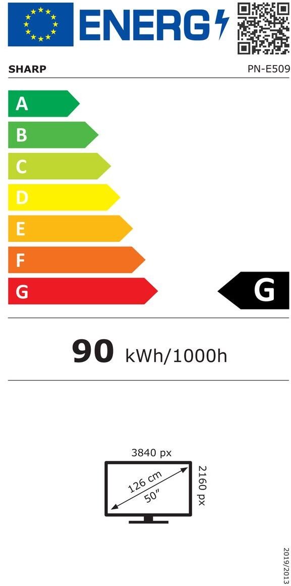 Ekran profesional Sharp MultiSync E509, 50", 4K Ultra HD, i zi
