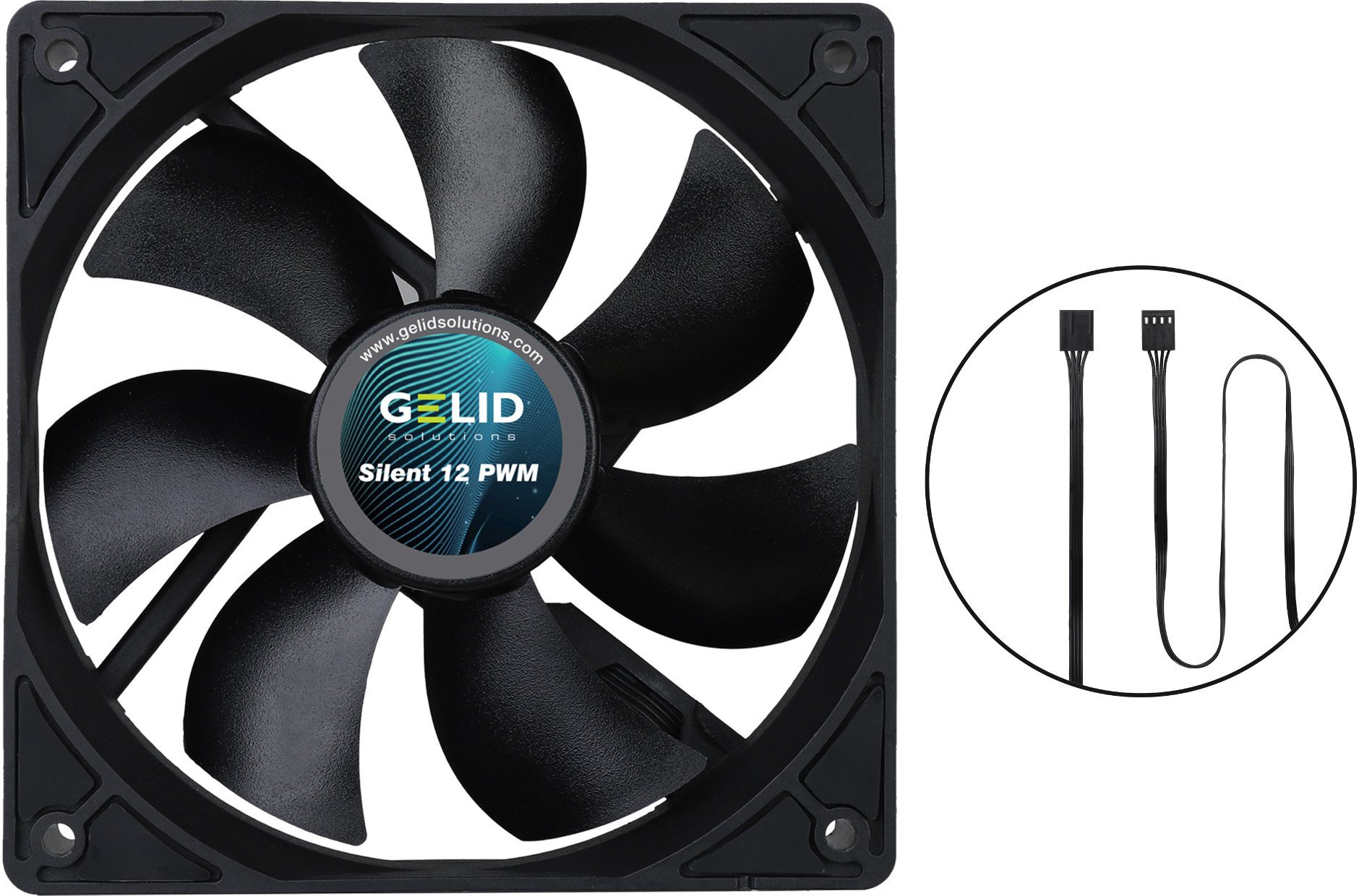 Ventilator kasë GELID Silent 12 PWM FN-PX12-16, 120mm, i zi