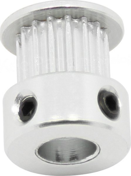 Rrotull Zahnrad GT2 16T, për rrip 6mm, vrimë 5mm, argjendtë