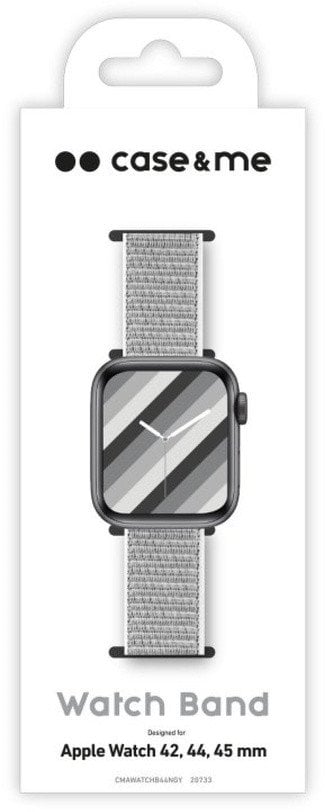 Rrip dore për orë inteligjente SBS Connected për Apple Watch 42/44/45 mm, mbyllje velcro, gri