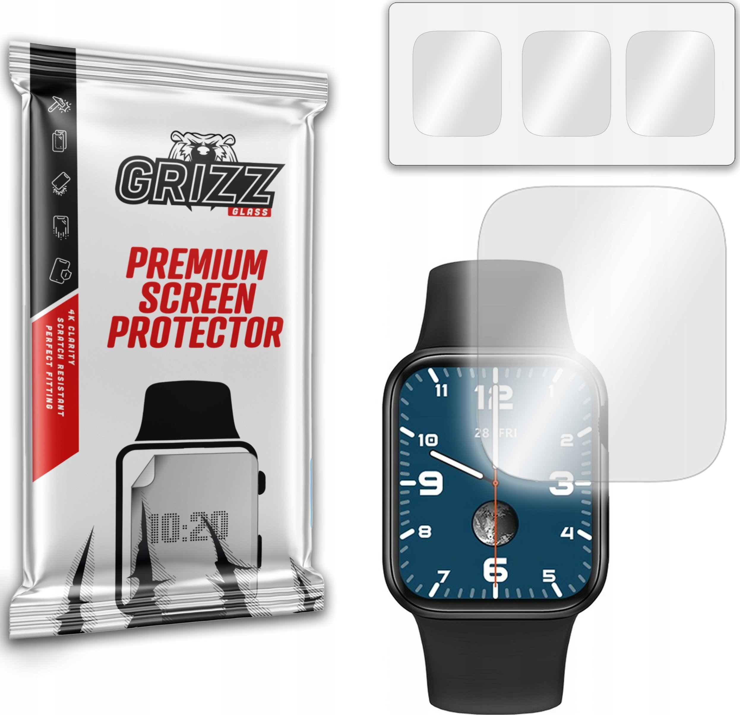 Film mbrojtës GrizzGlass Hydrogel, për smartwatch Grizz HW12, paketim 3 copë, transparent
