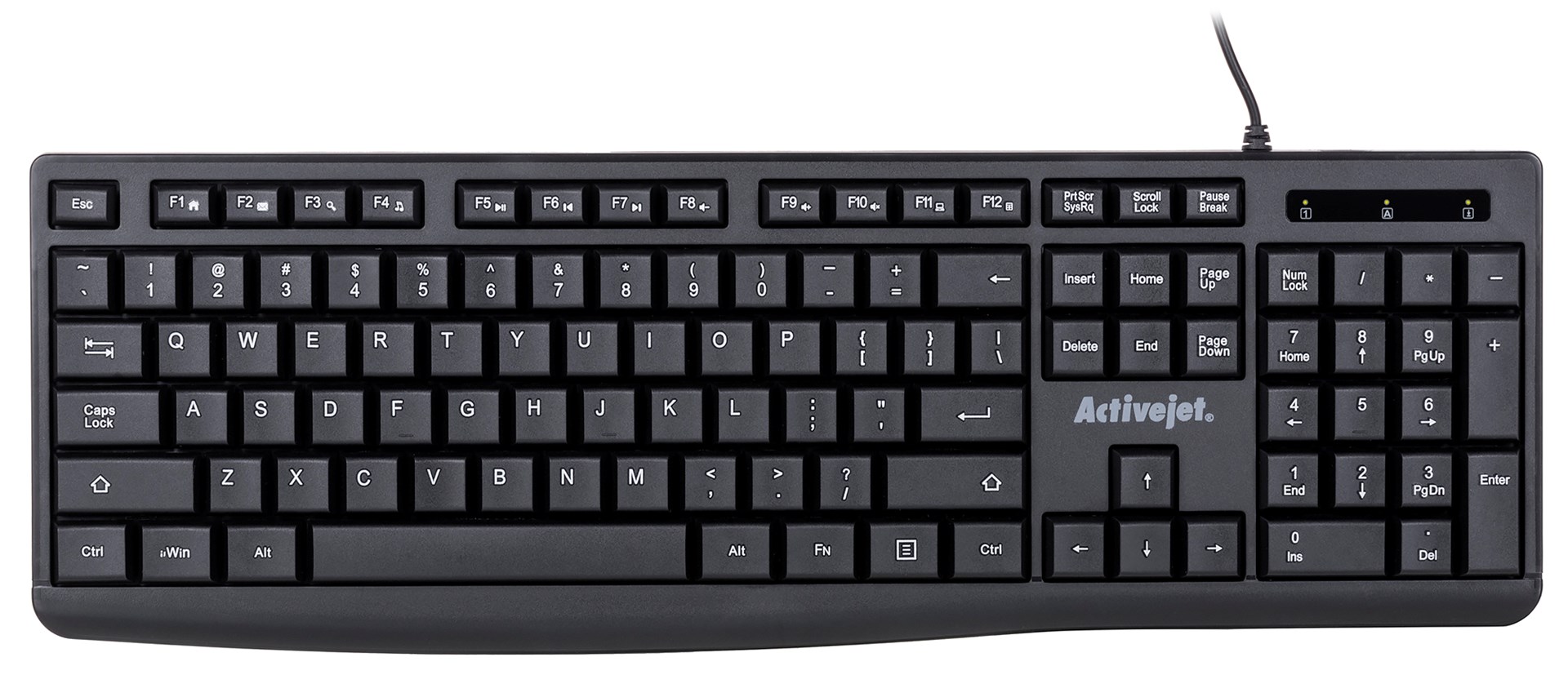 Tastierë Activejet K-3803S, USB, QWERTY, e zezë