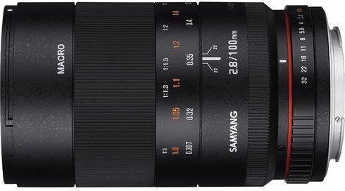 Objektiv Samyang 100mm f/2.8 ED UMC Macro për Sony E, manual, i zi