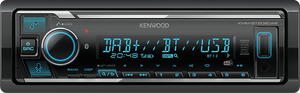 Radio makine Kenwood KMM-BT508DAB, 200W, Bluetooth, e zezë