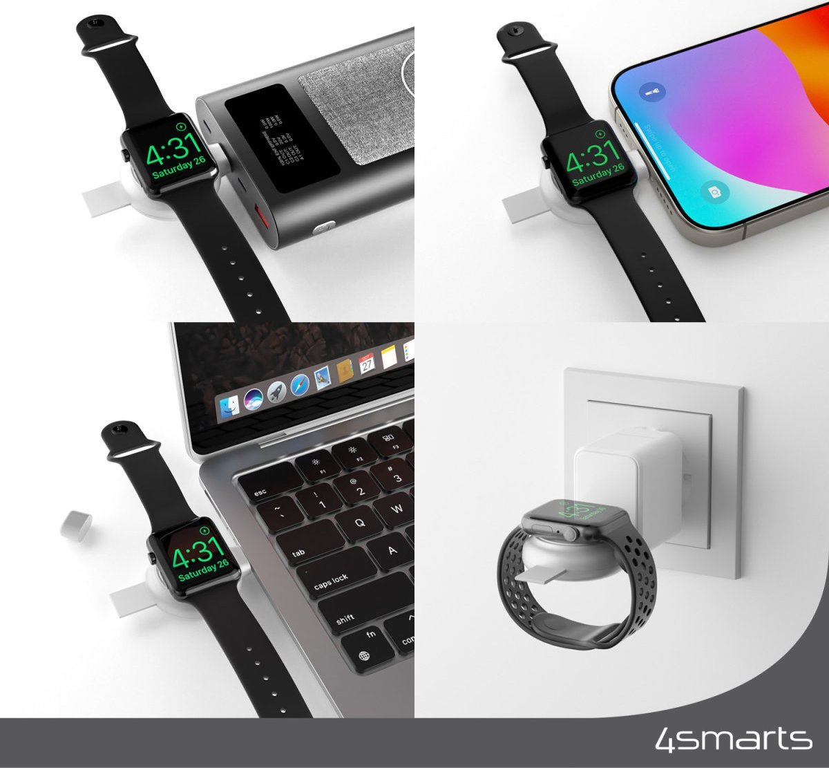 Stacion karikimi 4smarts Qi2 Trident, 25W, MFi për Apple Watch, i bardhë