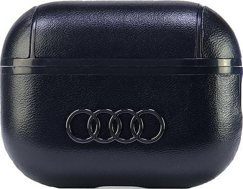 Kover mbrojtës Audi Leather Big Logo, për AirPods Pro 2, lëkurë, i zi