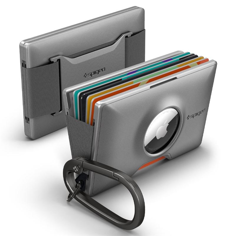 Kuletë Spigen Wallet S Card Holder me unazë për Apple AirTag, i hirtë