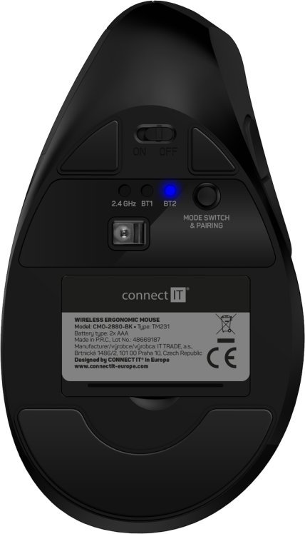 Mouse CONNECT IT FOR HEALTH Verti TriMode, vertikal ergonomik, wireless, i zi