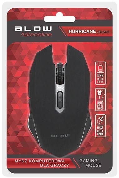 Maush lojrash Blow Adrenaline Hurricane 2, 2400 DPI, LED, zi gri