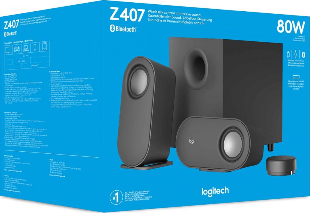 Logitech Z407 Bluetooth Компјутерски Звучници со Сабвуфер