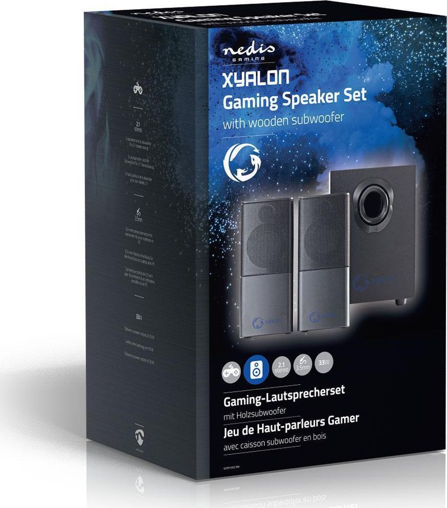 Kutia altoparlantë Nedis GSPR10021BK Gaming 2.1, 33W, 3.5mm USB, e zezë