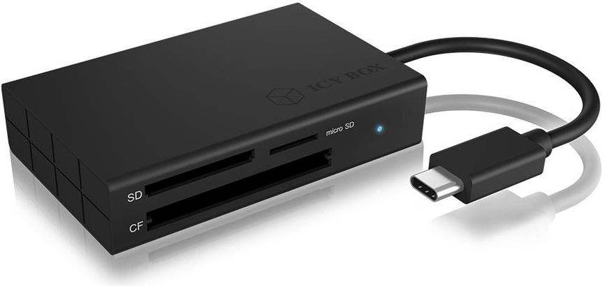 ICY BOX IB-CR401-C3 USB 3.0 Type-C 3-портен надворешен читач на картички, црн
